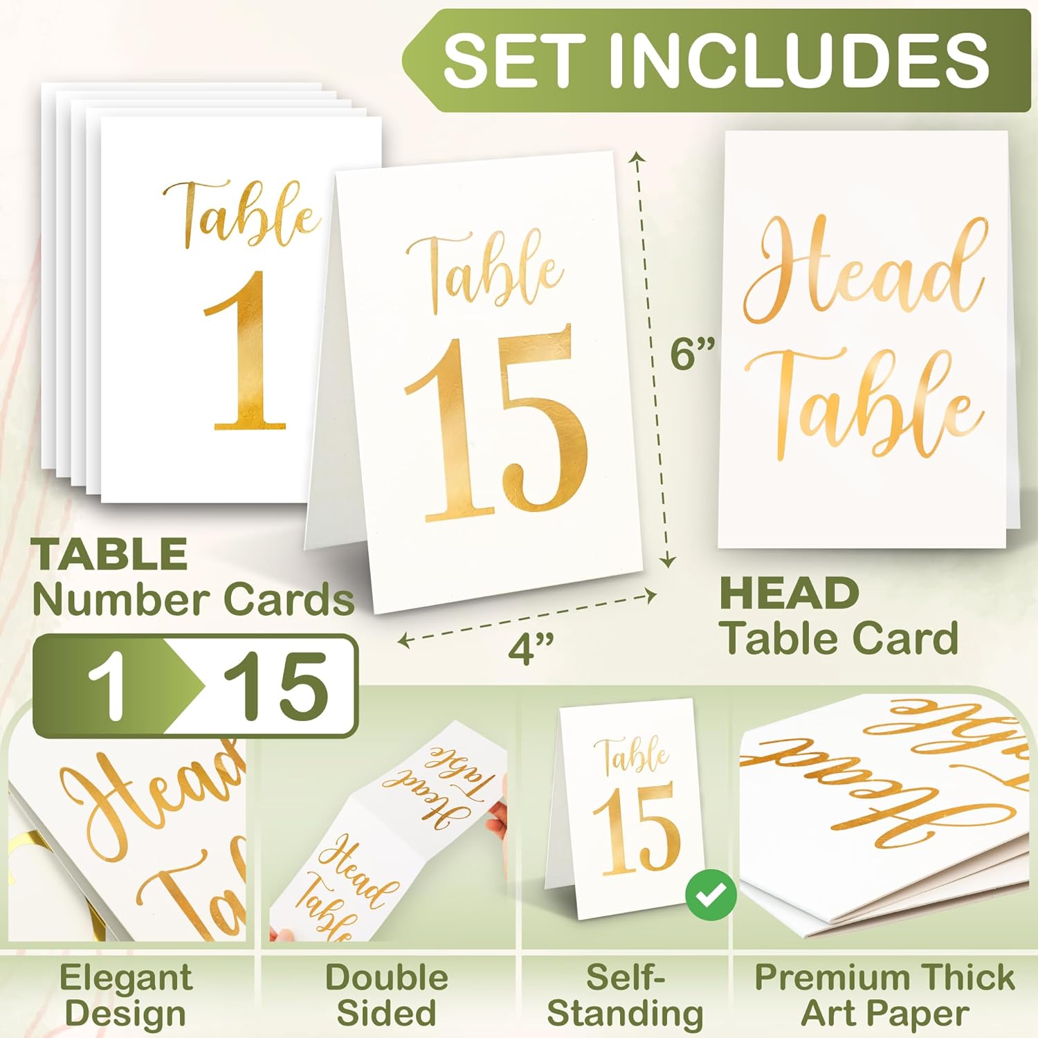 Gold Wedding Table Numbers 1-15 — photo 2