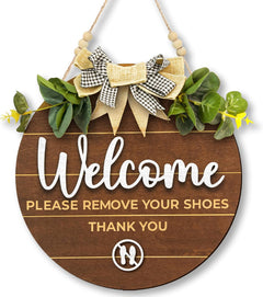 Welcome Remove Your Shoes Sign — view 1