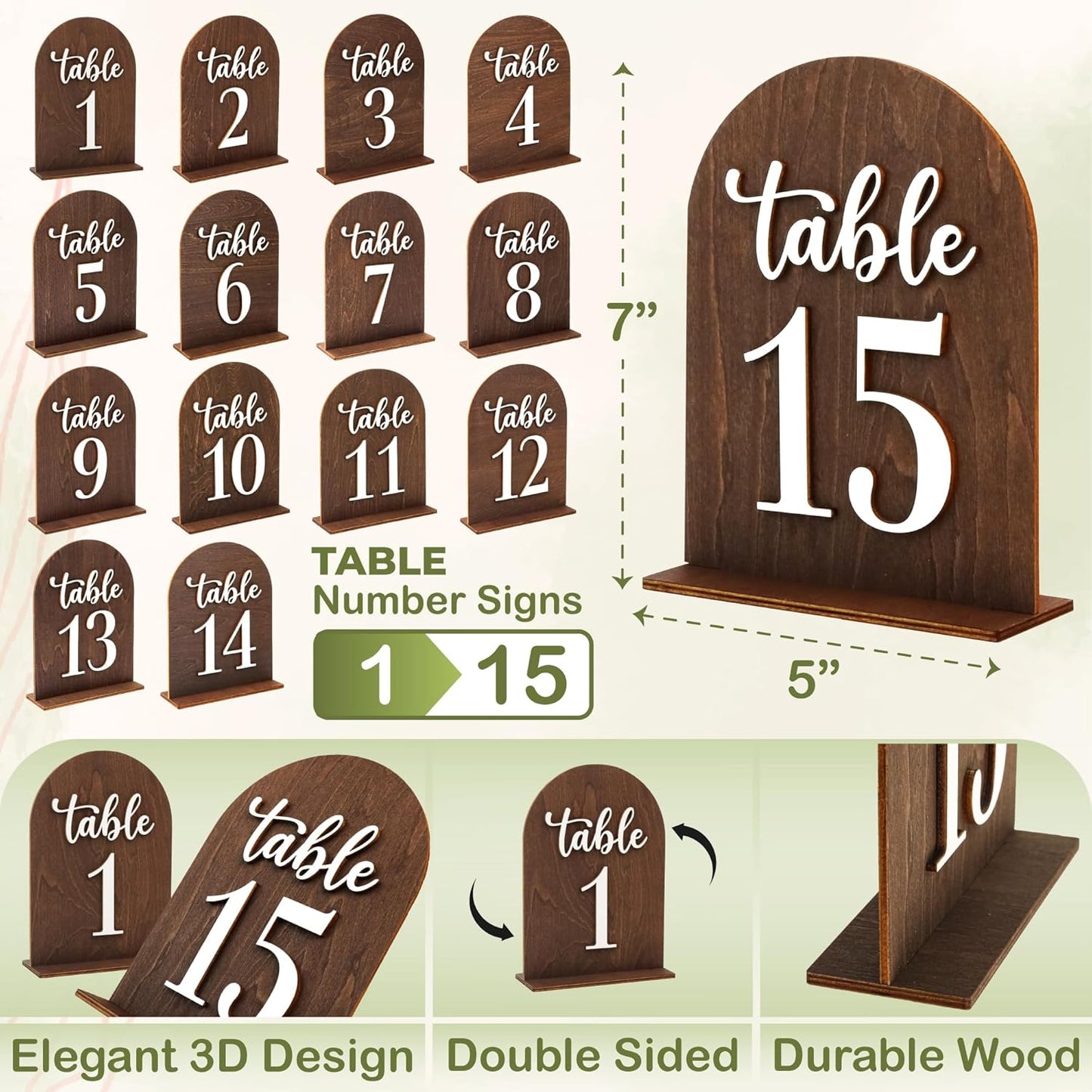 Rustic Wedding Table Numbers 1-15 — photo 2