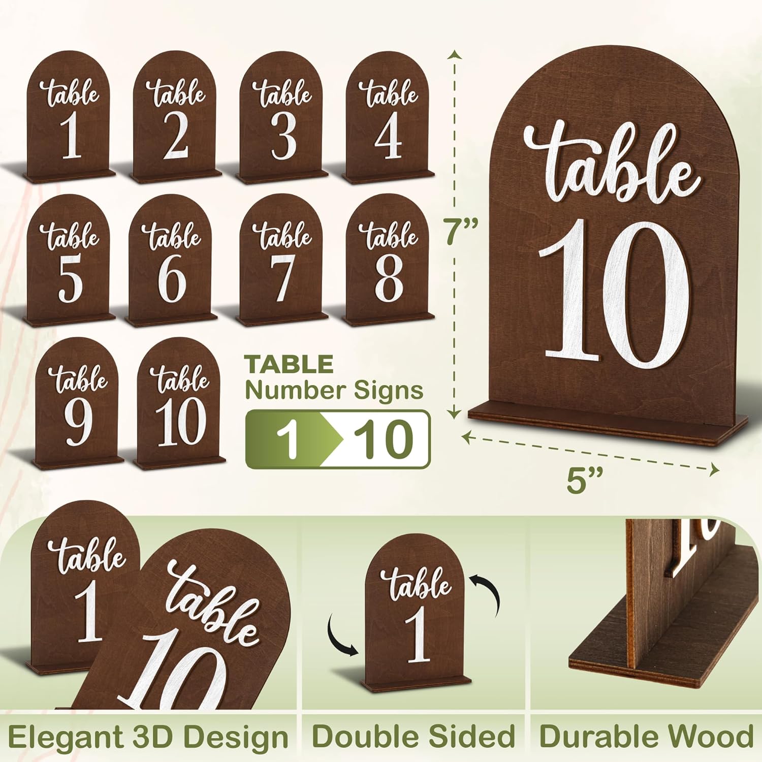 Wood Wedding Table Numbers 1-10 — photo 2