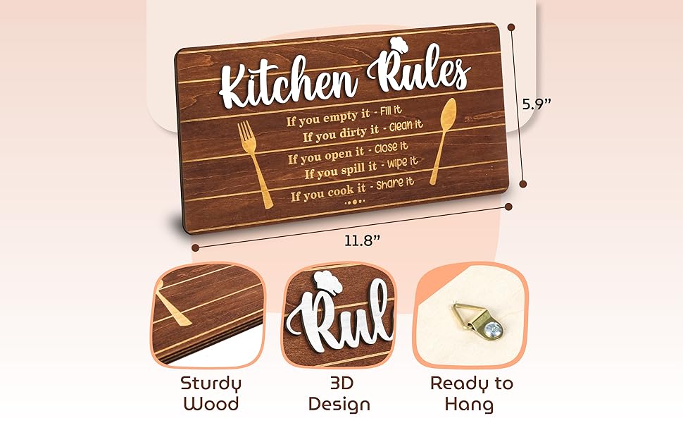 Rustic Kitchen Rules Sign — photo 8