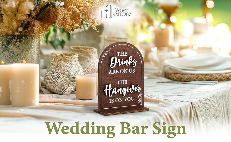 Wood Wedding Bar Sign — photo 9