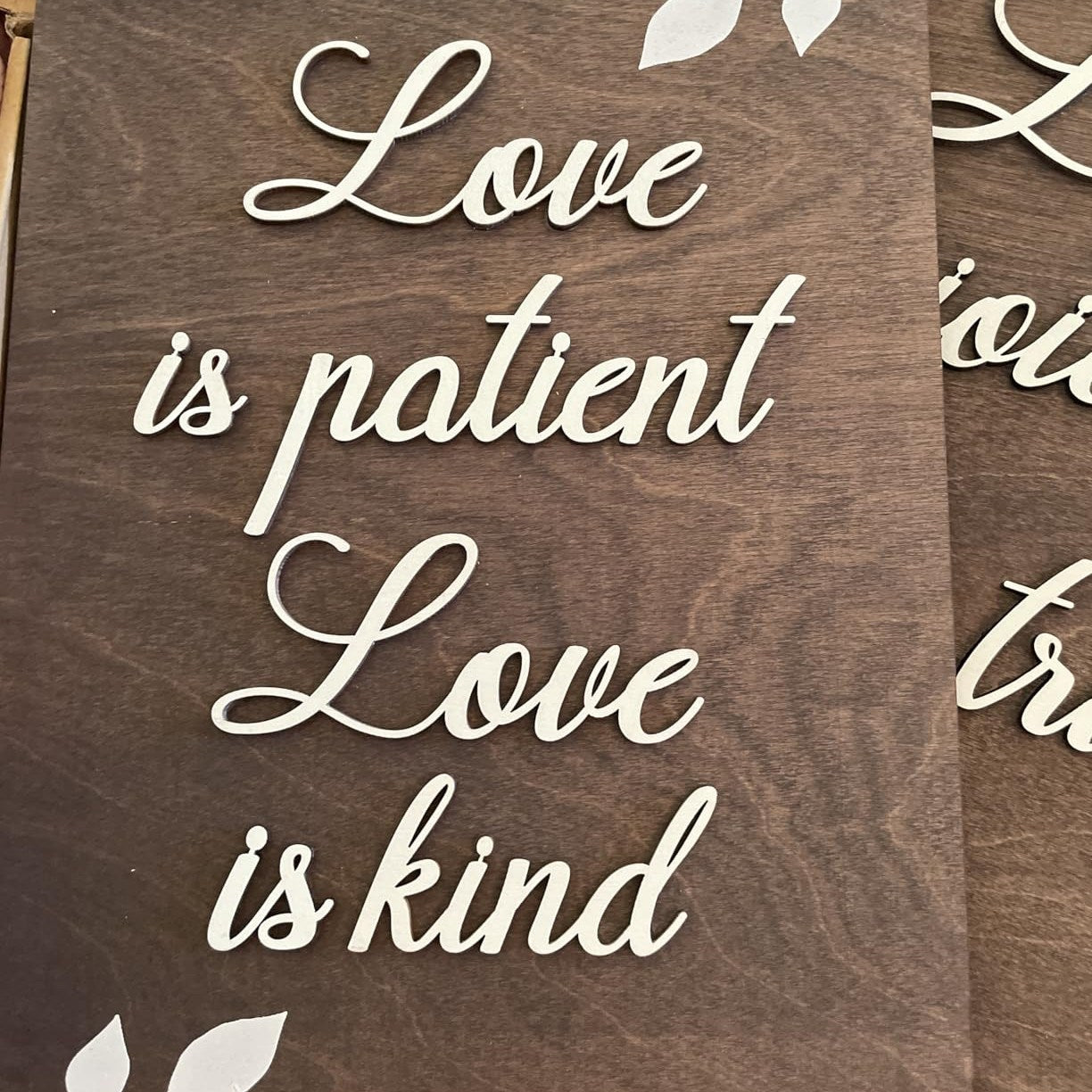Love is patient, love is kind wood wall sign