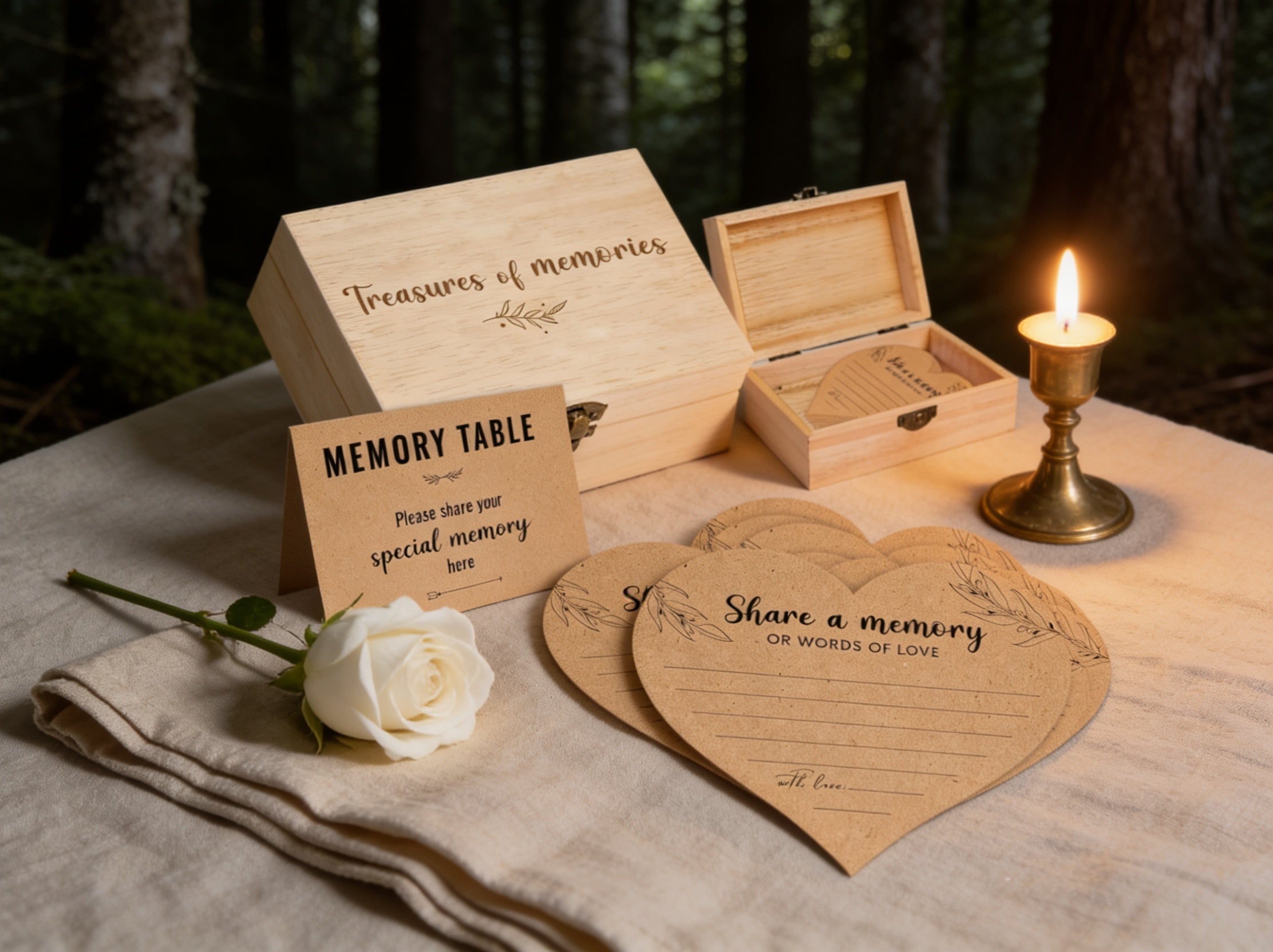 Wooden share-a-memory remembrance keepsake box